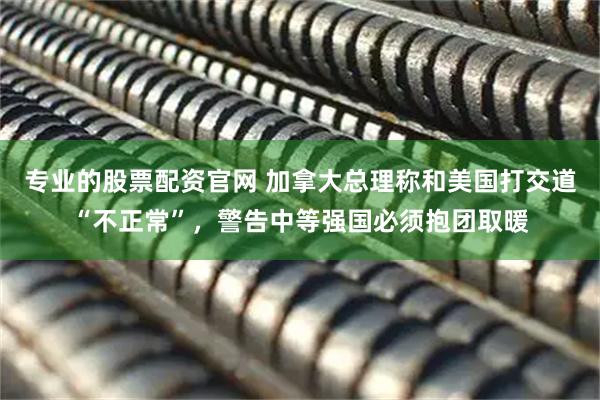 专业的股票配资官网 加拿大总理称和美国打交道“不正常”，警告中等强国必须抱团取暖